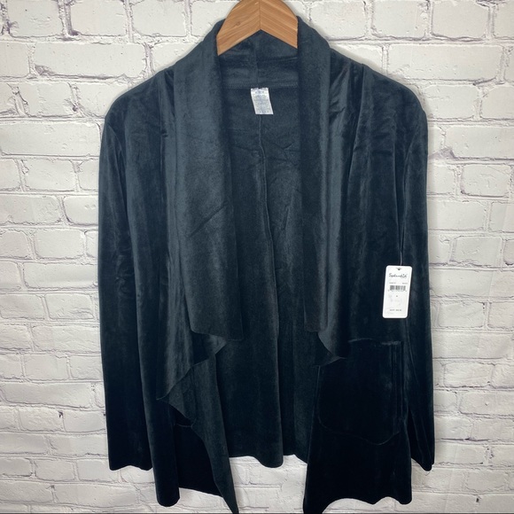 Splendid Velour Open Front Draped Cardigan - Picture 5 of 9